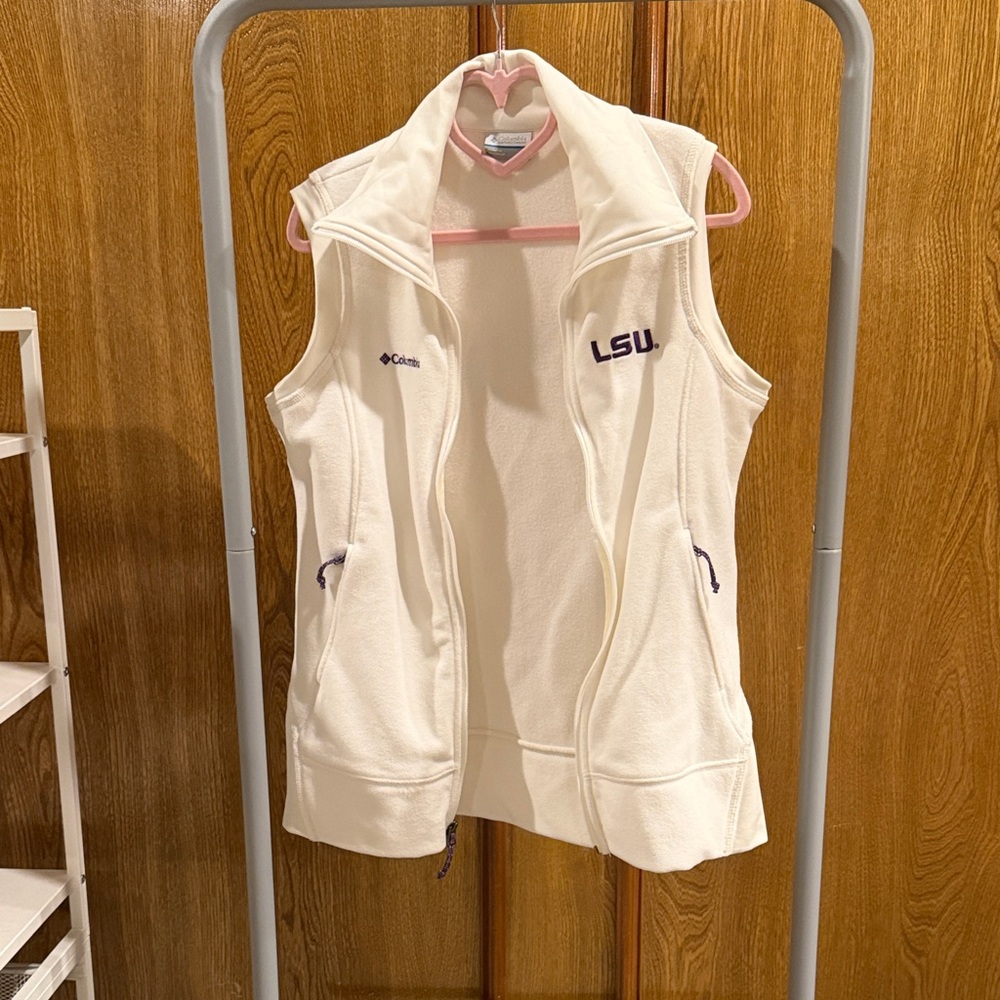 Columbia LSU Cream Vest with Purple Accents